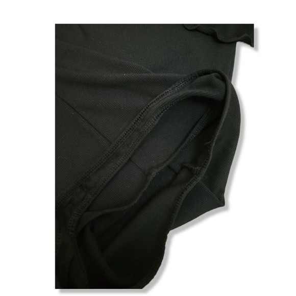 Aritzia Wilfred Black Maeva Bodysuit Ruffled Top Blouse Fine Ribbed Thong cut XS - Picture 11 of 12
